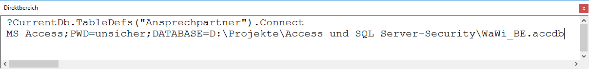 Kennwort ermitteln per Direktbereich